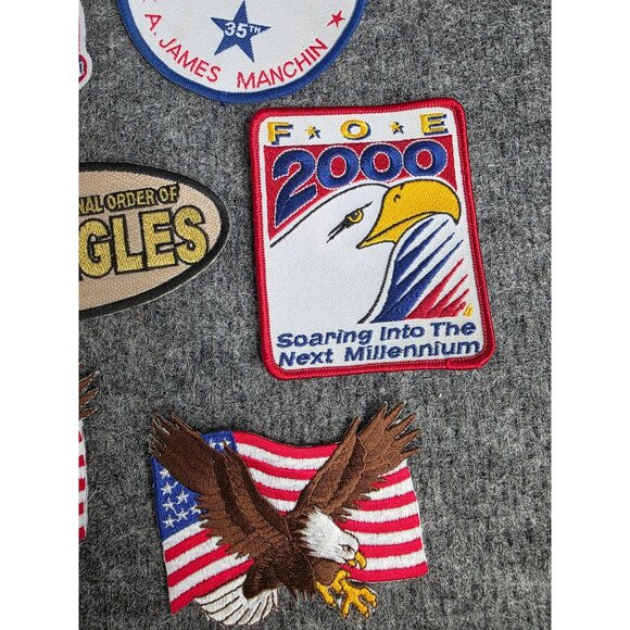 Fraternal Order Of Eagles FOE Patch Lot Embroidered Design Auxiliary Eagle Flags - Picture 3 of 7